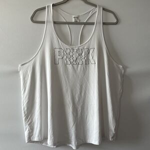 PINK ACTIVE White Racerback Tank Top Size XL